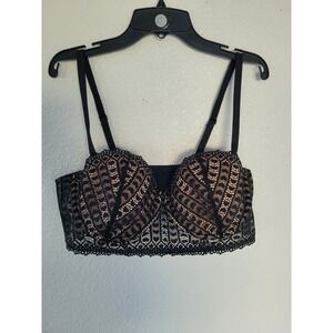 ADORE‎ ME Women's Heart Black Lace Trim Wire Pushup Bra Size 38D #21